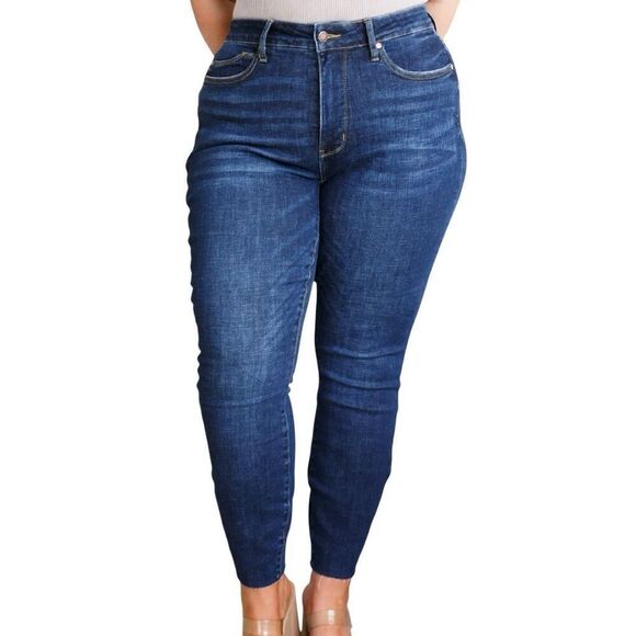 NWT Judy Blue Skinny Fit Tummy Control Top Raw Hem Jeans Size 16W - Picture 1 of 8